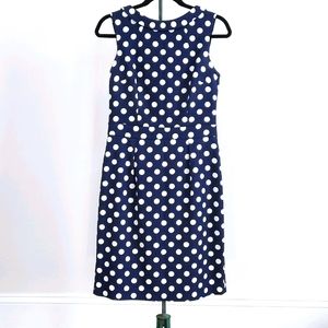 Boden Dress navy and white polka dot dress